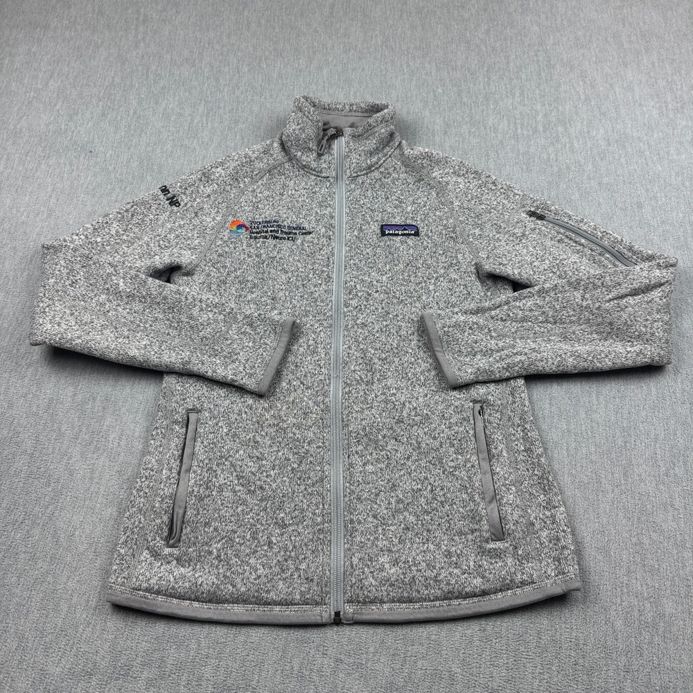 Patagonia Better Sweater Jacket Womens Small Gray Full Zip‎ Mock Neck Logo 25542